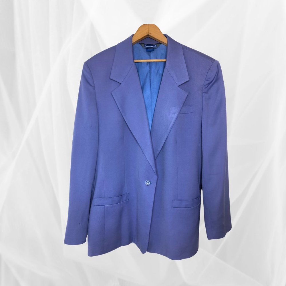 Vintage Austin Reed Blue 100% Wool Blazer, Size 16